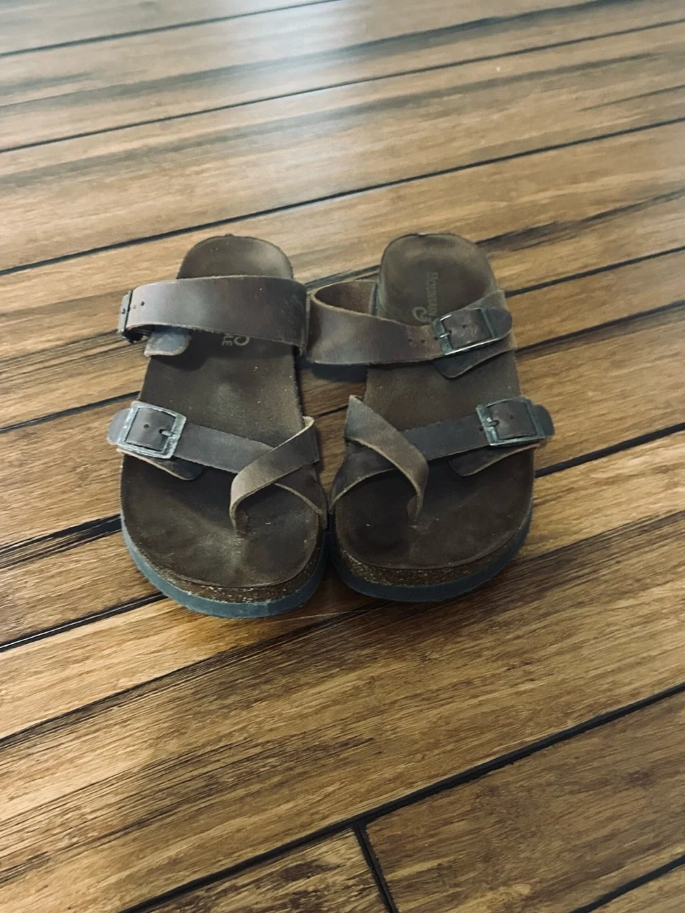 Size 7 Brown women’s  Leather Buckle Sandals